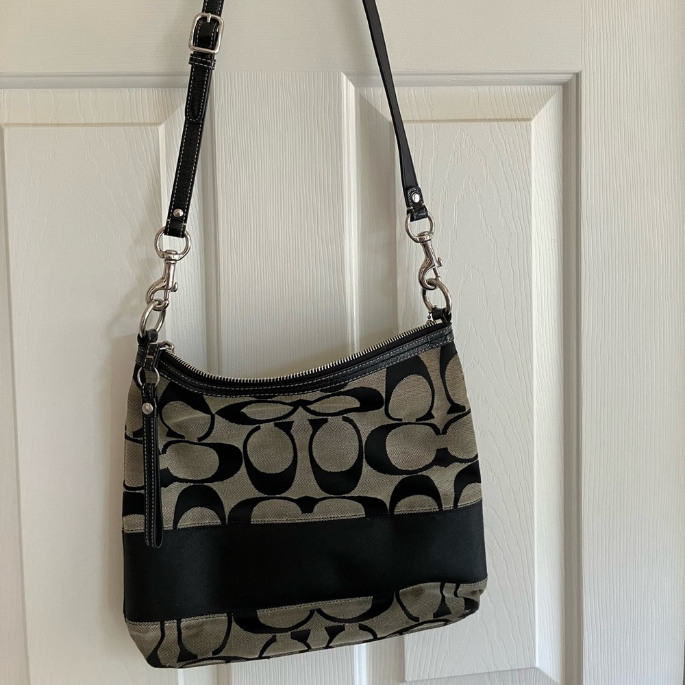 Coach Black and Tan Crossbody Bag with Signature Style